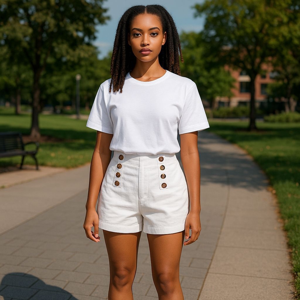 SHORTS UNBRAND SIZE XS OFF White Button-Detail Women's Shorts
